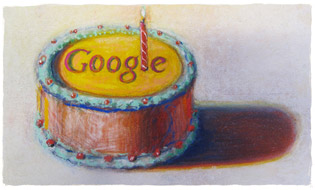 Grattis på 12e födelsedagen Google, av Wayne Thiebaud. Bilden används med tillstånd från VAGA NY.