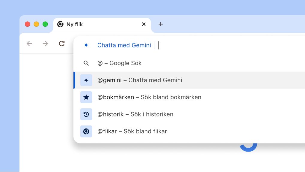Chatta med Gemini från adressfältet