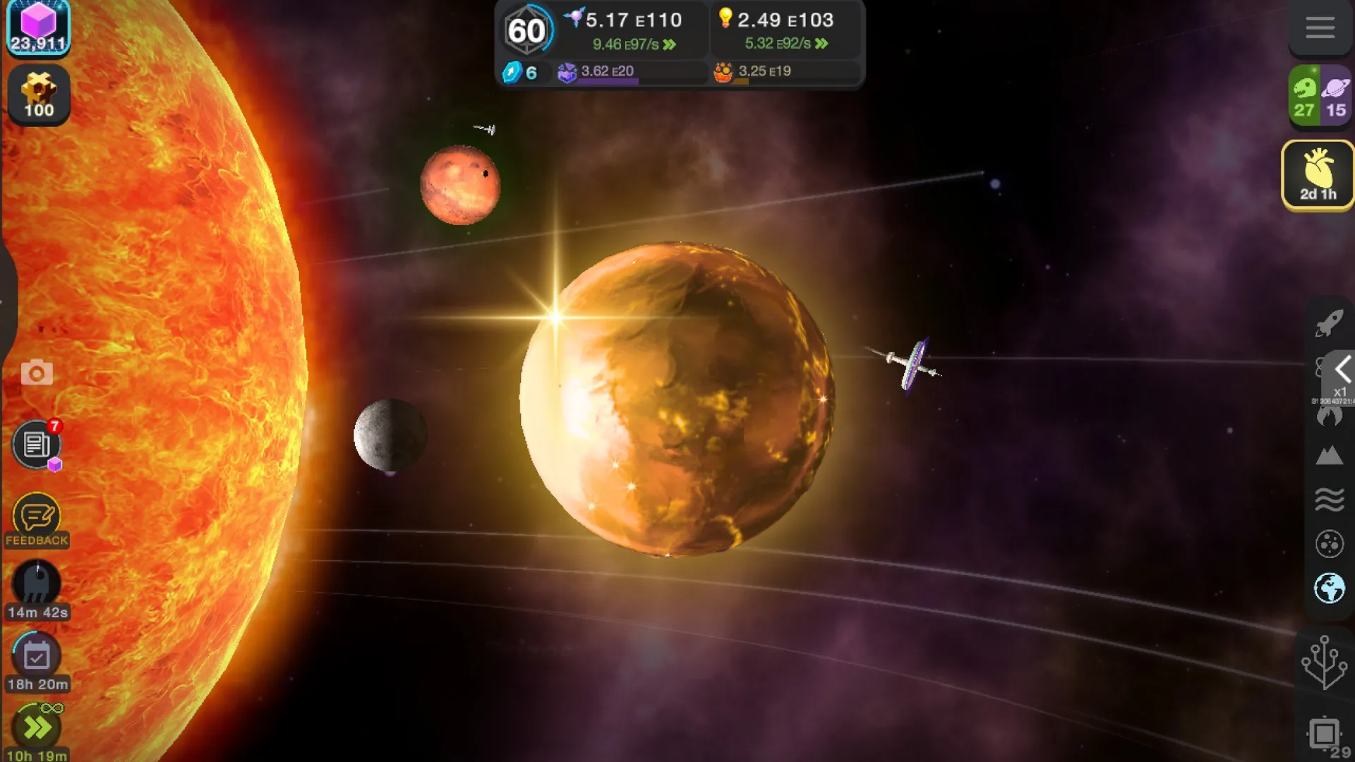Snapshot of our solar system in the Cell to Singularity video game